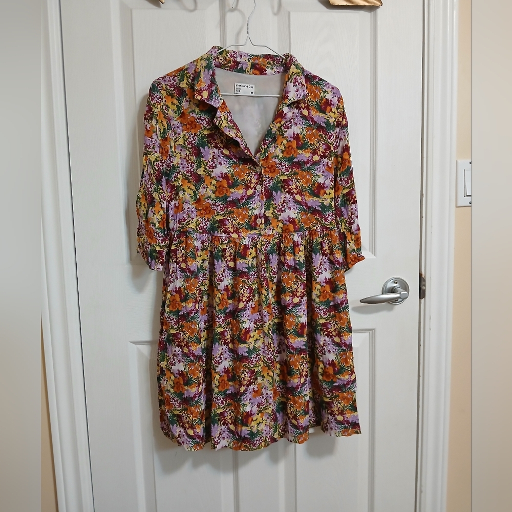 Frank & Oak Half-sleeve collared babydoll dress